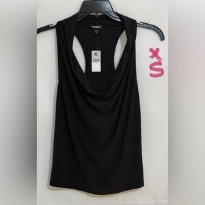 Express Women's Black Drape Neck Top